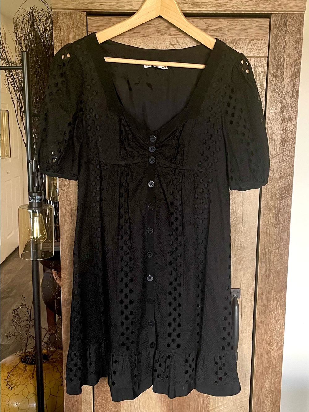 Nanette Lepore Black Eyelet Mini Dress